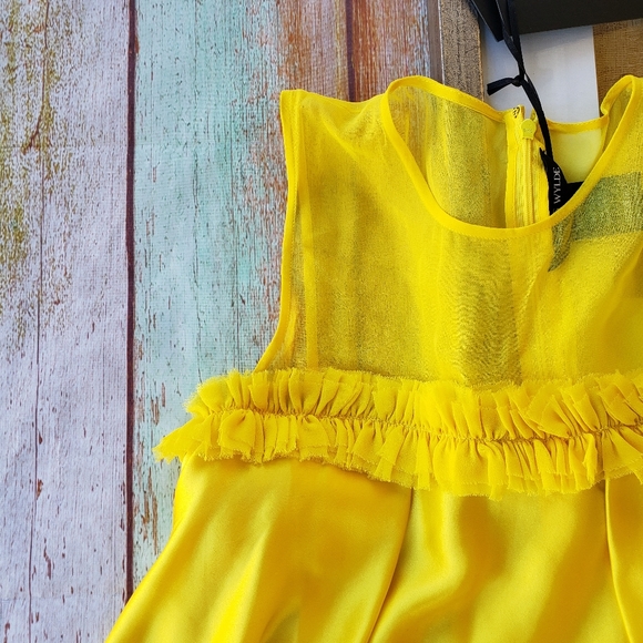 Thomas Wylde Yellow Silk Asymmetrical Shift Dress - Picture 3 of 7